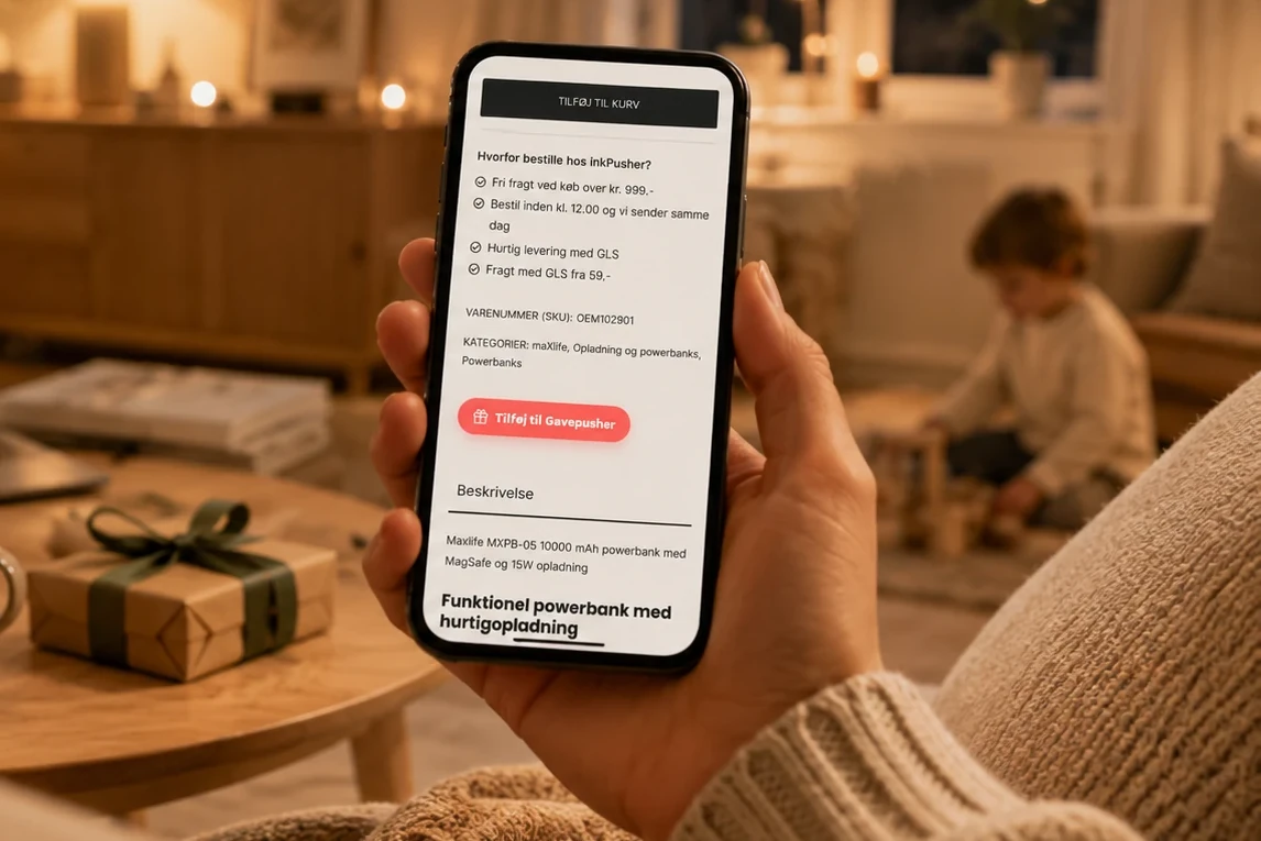 Gavepusher ønskeliste delt med familie og venner