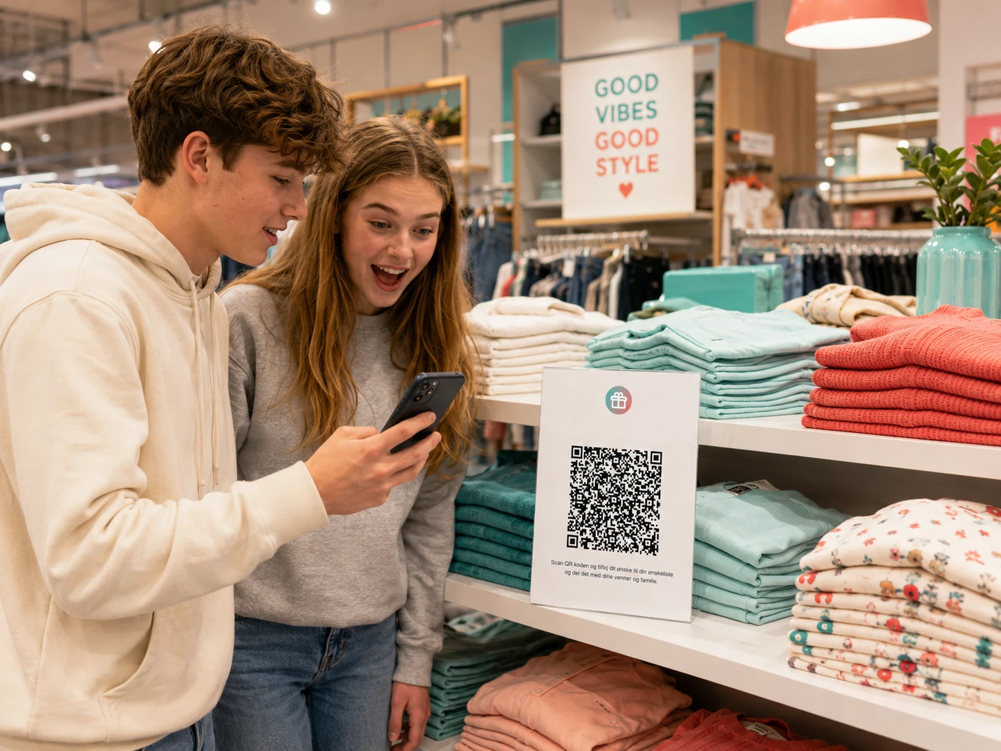 QR-skilt i butik til Gavepusher