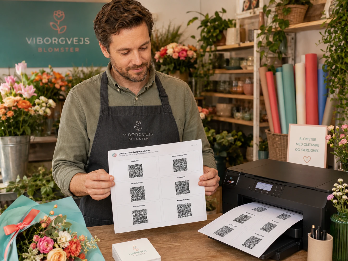 Printmateriale med QR-koder til butik